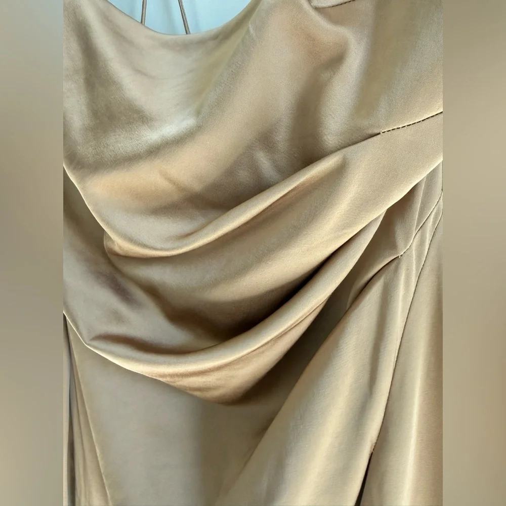 SIGNIFICANT OTHER Cocktail Midi Dress High Low Hem Gold Champage US 10/Medium